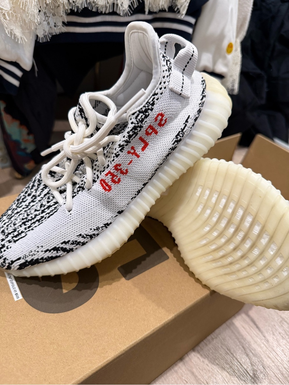Yeezy Boost 350 V2 Zebra White Black with Red Accents